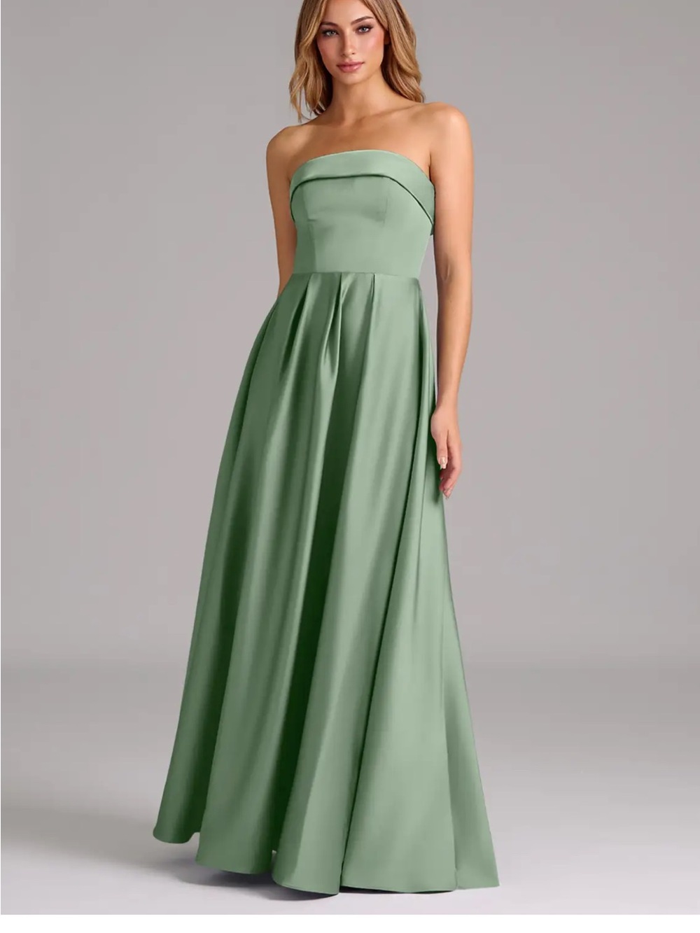 Azazie Lucienne Matcha ALine Stretch Satin